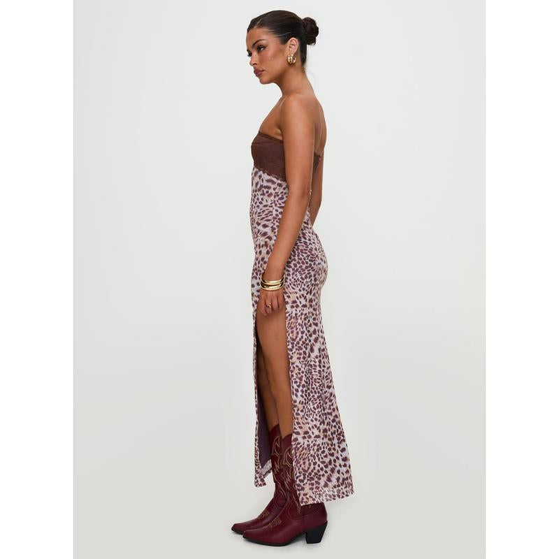 Raidein Strapless Maxi Dress Leopard